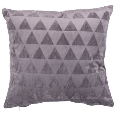 Cushion 43x43 cm in velvet effect fabric with triangle decoration, Xmas Grey