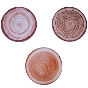 Dessous de plat rond en céramique, fond en liège thermo-isolant, Wood Display 1