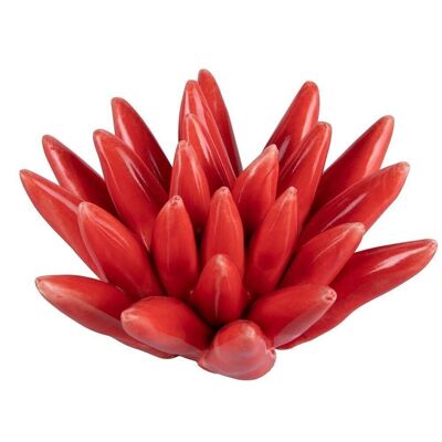 Decorative red ceramic Sea Urchin, Small Fish