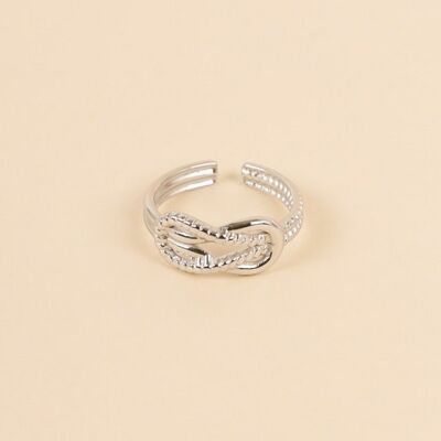 Adjustable double knot silver ring