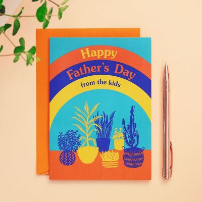 Feliz día del padre de la tarjeta de los niños