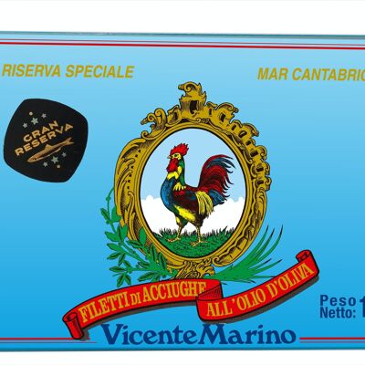 Filets d'anchois de la mer Cantabrique à l'huile d'olive - Réserve spéciale - 120 gr (14 filets)