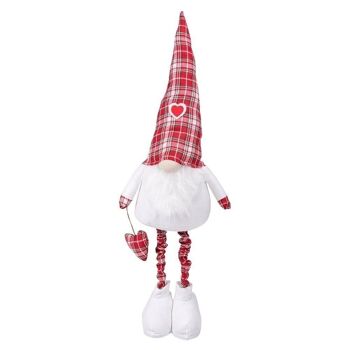 Nain de Noël en tissu avec jambes extensibles h.125 cm, bonnet et chaussettes tartan, Xmas Trendy 2