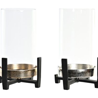 ALUMINUM GLASS CANDLE HOLDER 15X15X28 2 SURT. AL194106