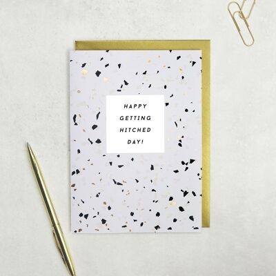 Happy Getting Hitched Day Wedding Card