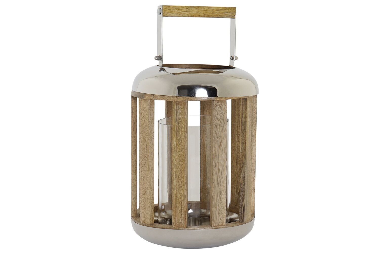 FAROLA METAL MADERA 22X22X32 PLATEADO FA170578