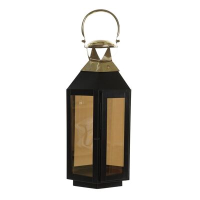 IRON GLASS LAMP LAMP 22X20X46 BLACK FA185722