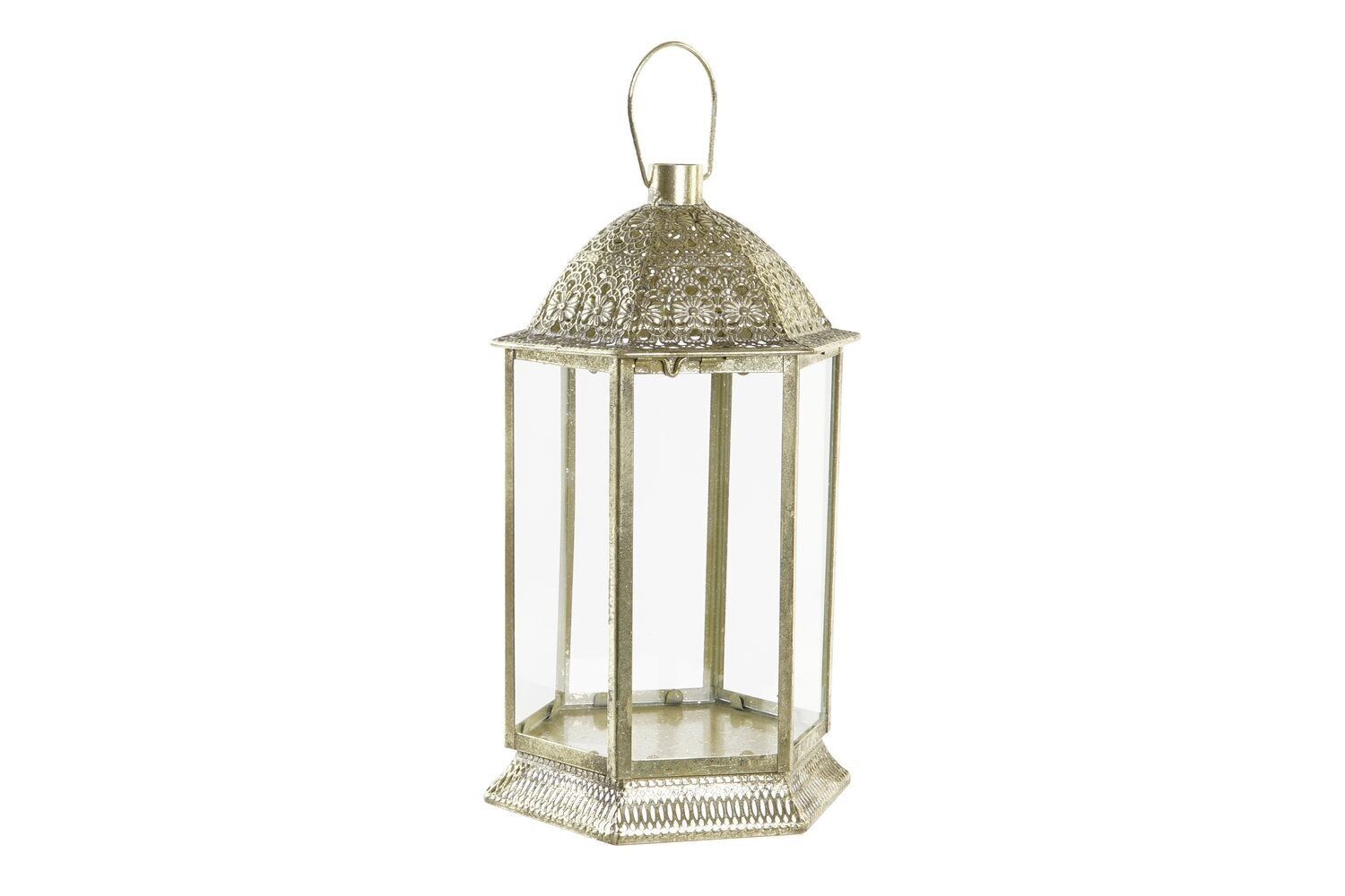 FAROLA METAL CRISTAL 21X19X37 DORADO FA195030