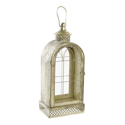 FAROLA METAL CRISTAL 18X13X43 DECAPE DORADO FA195032