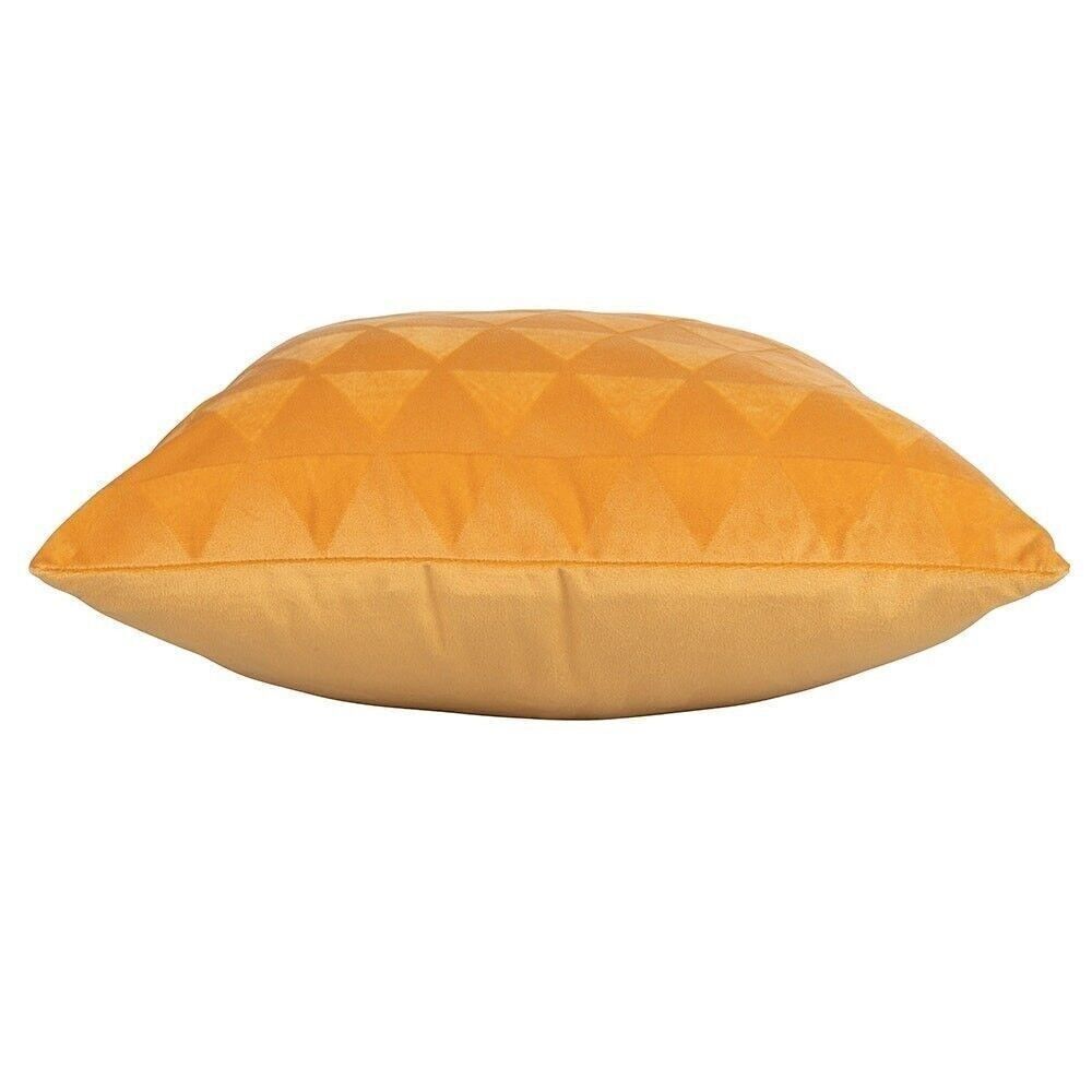 Kissen 43x43 cm aus Stoff mit Samteffekt mit Dreiecksdekoration, Xmas Yellow