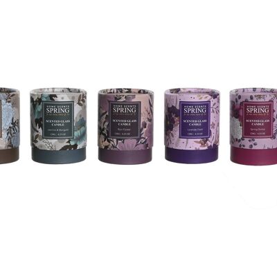CRYSTAL WAX CANDLE 8X8X9.5 120 GR, FLORAL 6 ASSORT. IN205920