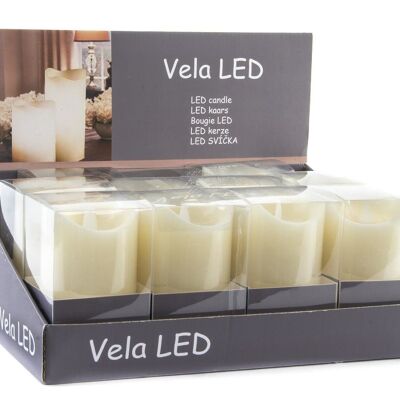 PVC LED CANDLE 7.5X7.5X10 RAW MOVEMENT LA135104