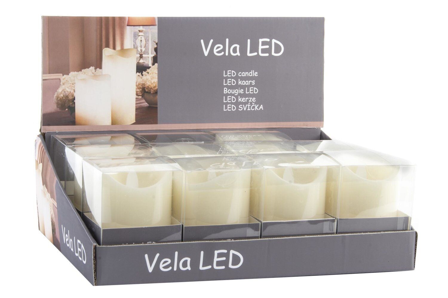 CANDELA LED IN PVC 7,5X12X12 MOVIMENTO GREZZO LA135105