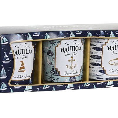 CANDLE SET 3 WAX 17X5X6 50 GR, NAUTICAL 3 SURT. LM204415