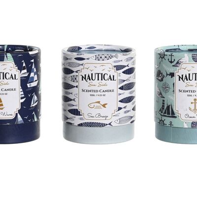 CRYSTAL WAX CANDLE 8X8X9.5 120 GR, NAUTICAL 3 SURT. LM204416