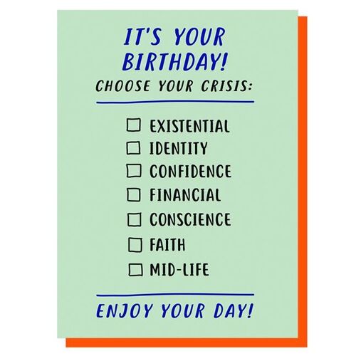 Choose Your Crisis Birthday Card