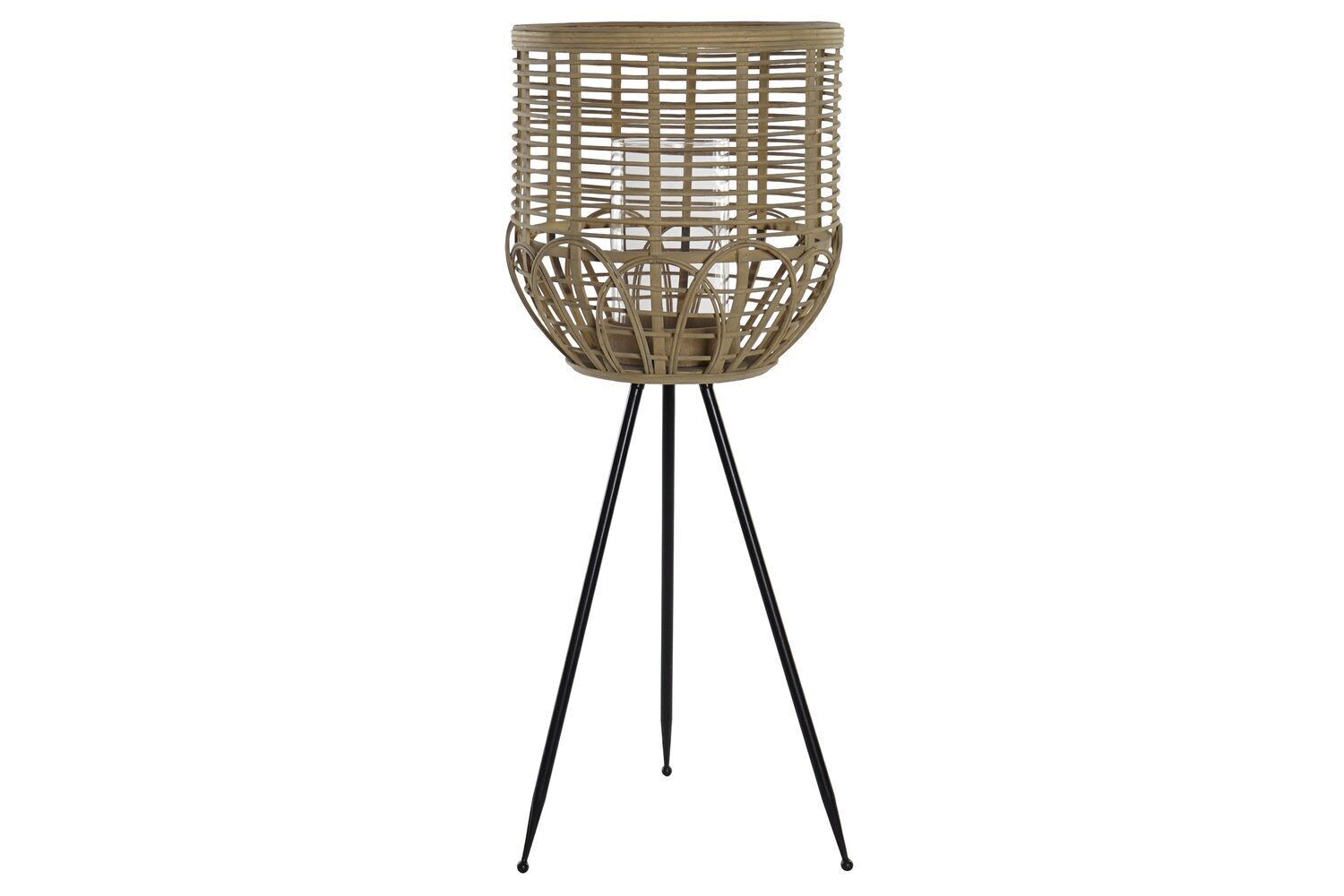 PORTAVELA RATAN CRISTAL 31X31X77 PIE NATURAL PV180777