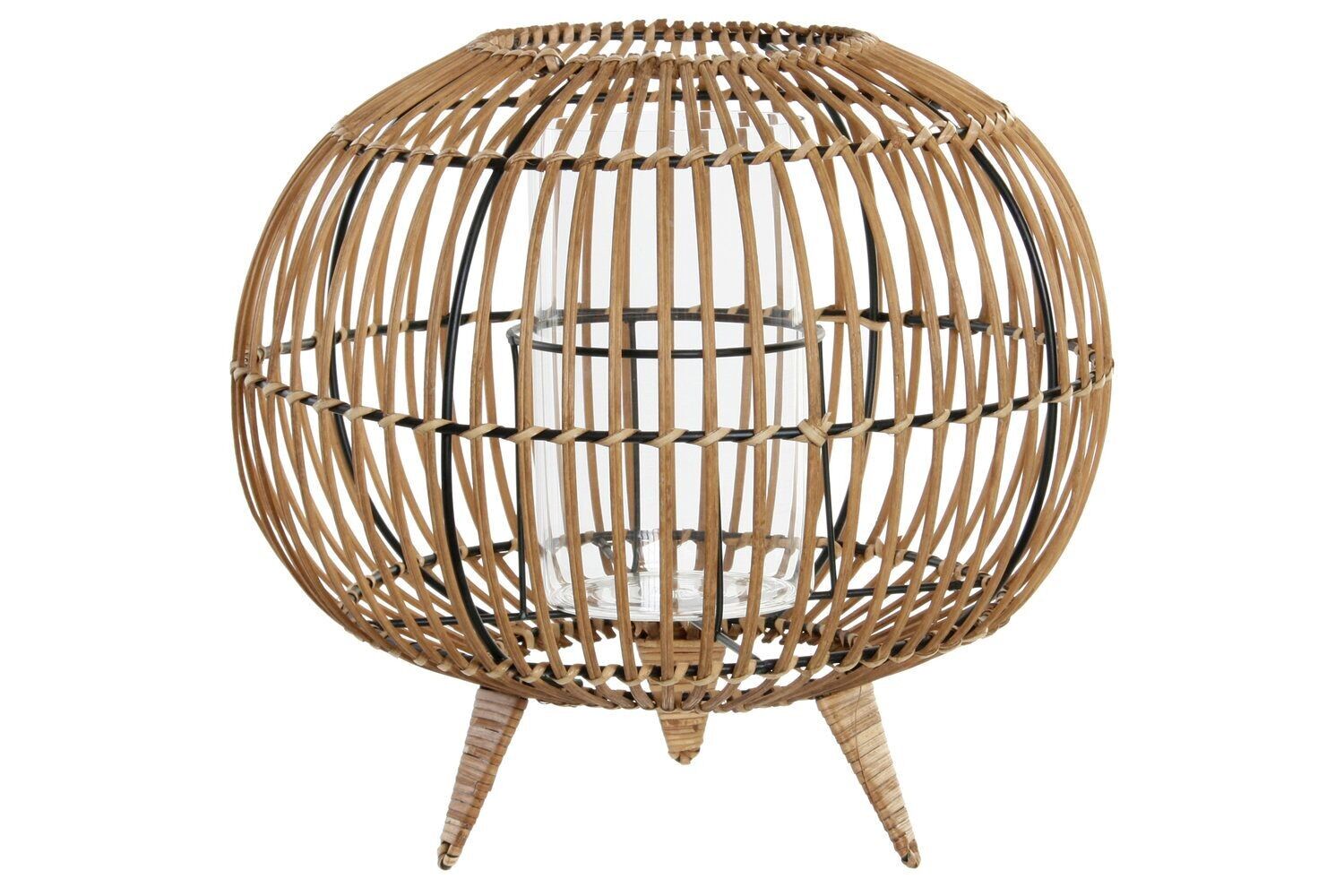 PORTACANDELE IN METALLO RATTAN 32X32X29 NATURALE PV181112