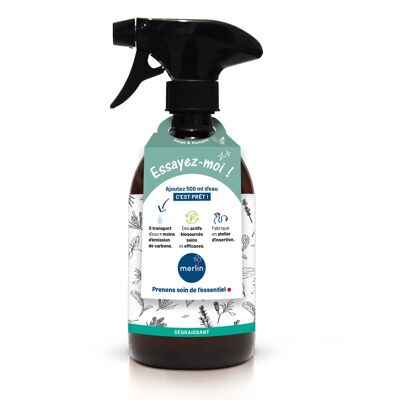 MERLIN Flacon 500ml réutilisable Dégraissant La vie en fleurs + 1 dose Sauge & Romarin