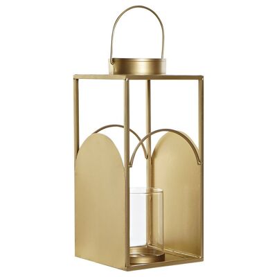 PORTAVELA METAL CRISTAL 16X16X35 DORADO PV191294