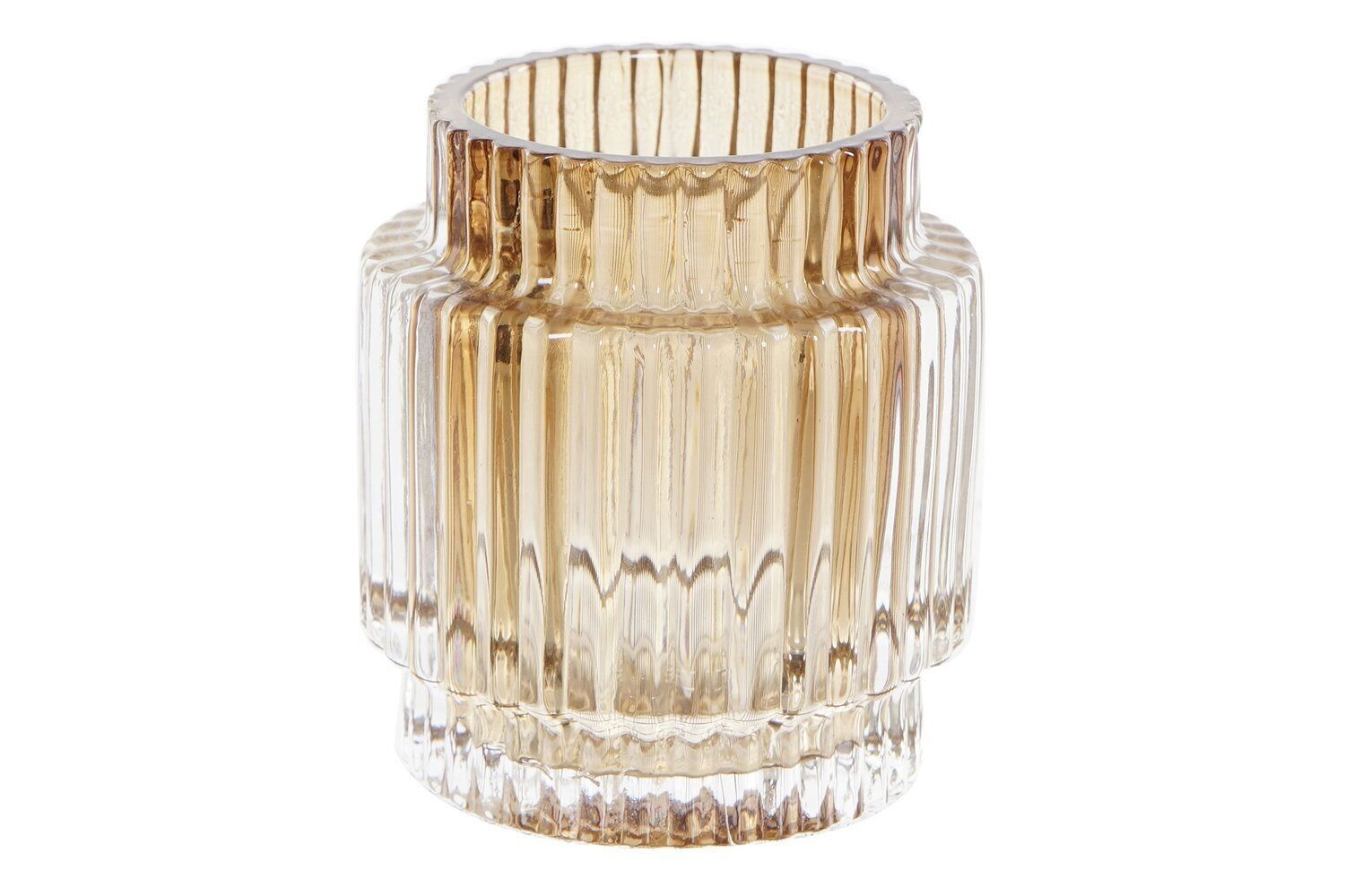 PORTACANDELE IN VETRO 7X7X8 AMBRA PV191374