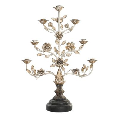 CANDELABRO METAL MADERA 61X21X83,5 FLORES PV192037