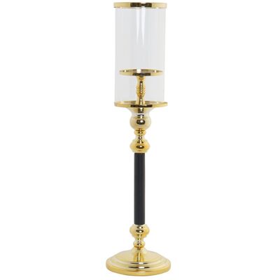 METAL GLASS CANDLE HOLDER 13X13X53 BICOLOR GOLD PV192887