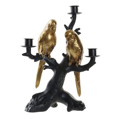 RESIN CANDLE HOLDER 22.5X13X29.5 BLACK PARROT PV196311