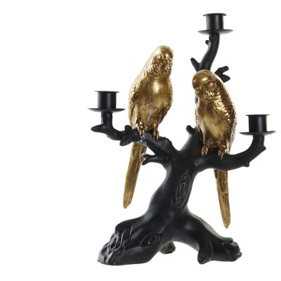 RESIN CANDLE HOLDER 22.5X13X29.5 BLACK PARROT PV196311