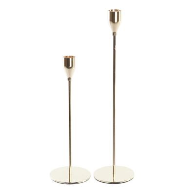 CANDLE HOLDER SET 2 METAL 8X8X33 ROSE GOLD PV198889