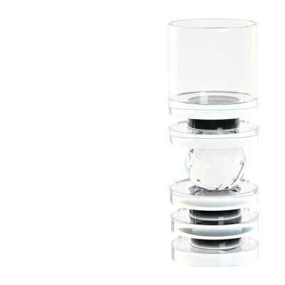GLASS CANDLE HOLDER 6X6X16 BLACK PV200007
