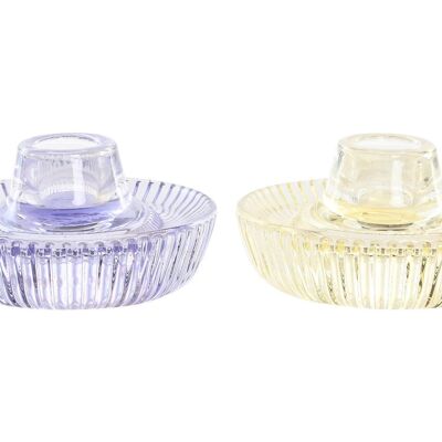 GLASS CANDLE HOLDER 10X10X5.5 2 SURT. PV203310