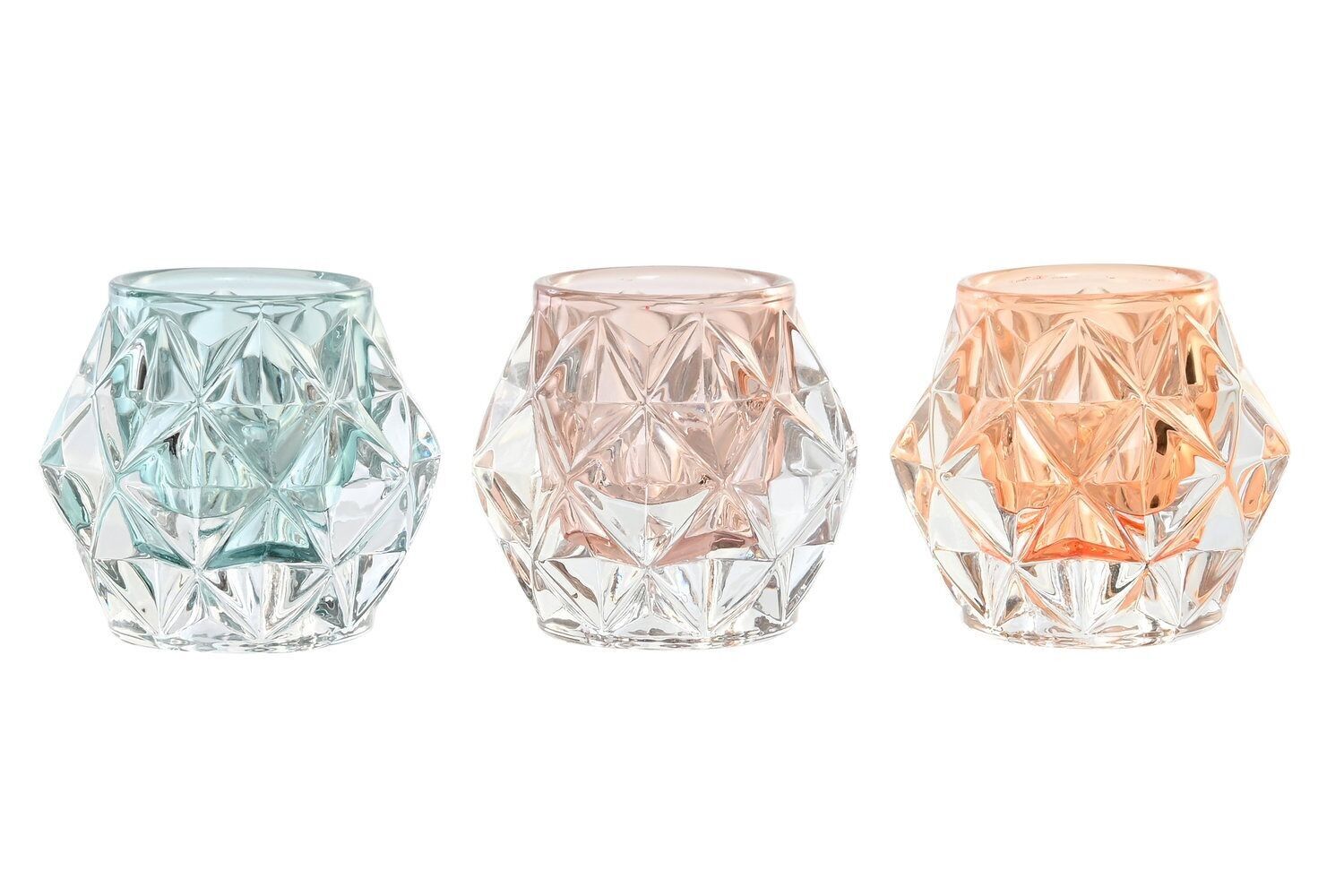 PORTACANDELE IN VETRO 8X8X7 3 ASSORTIMENTI PV203312