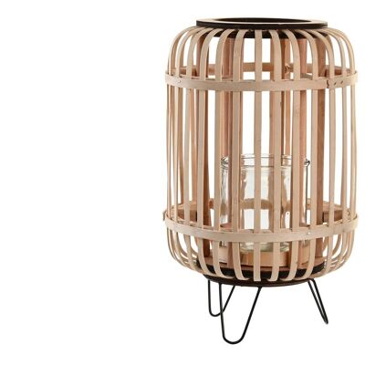 BAMBOO METAL CANDLE HOLDER 20X20X34 NATURAL PV203351