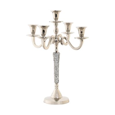 CANDELABRO ACRILICO ALLUMINIO 26X26X36 5 CANDELE PV205282