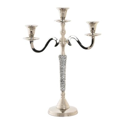 ALUMINUM CANDELABRA 26X10X35 3 SILVER CANDLES PV205283