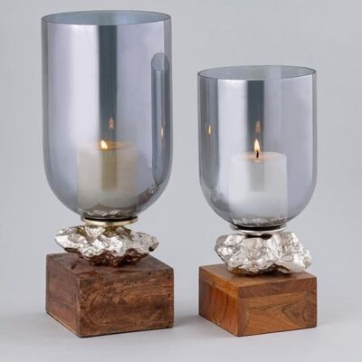 ALUMINUM GLASS CANDLE HOLDER 15X15X32.5 MULTICOLOR PV205936