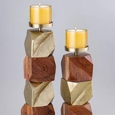 ALUMINUM CANDLE HOLDER HANDLE 10X10X51.5 GOLD PV205937