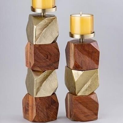 ALUMINUM CANDLE HOLDER HANDLE 10X10X40.5 GOLD PV205938