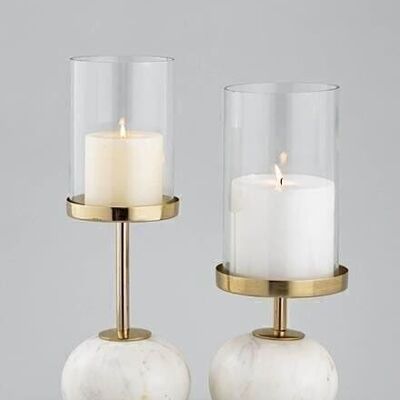 MARBLE GLASS CANDLE HOLDER 12X12X36 WHITE PV205939