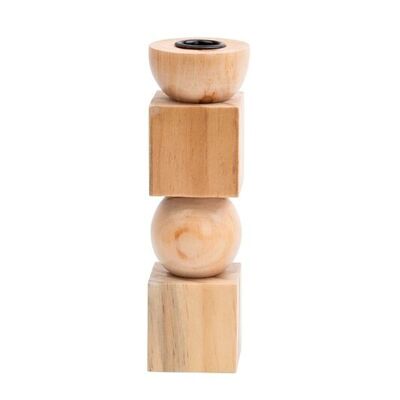 WOODEN CANDLE HOLDER 5X5X17.5 NATURAL PV206263