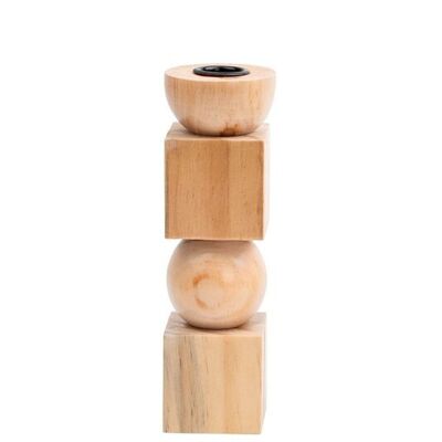 WOODEN CANDLE HOLDER 5X5X17.5 NATURAL PV206263