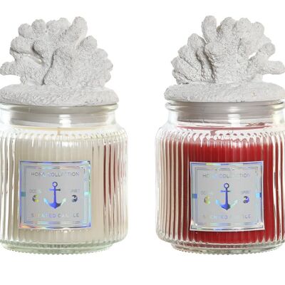 GLASS CANDLE 10X10X15 430 GR, CORAL 2 SURT. VE204086