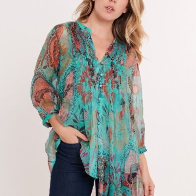 EUNICE TURQUOISE BLOUSE - S