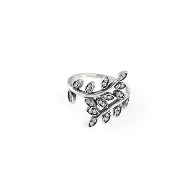 Silver leaf ring