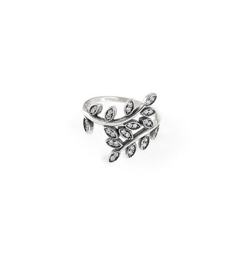 Bague feuille d'argent 1