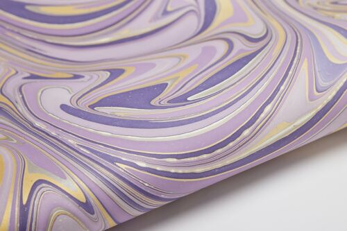 Hand Marbled Gift Wrap Sheet - Waves Imperial Purple