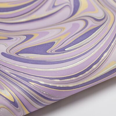 Hand Marbled Gift Wrap Sheet - Waves Imperial Purple