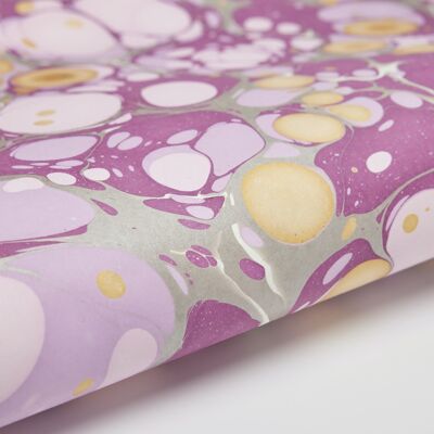 Hand Marbled Gift Wrap Sheet - Stone Orchid