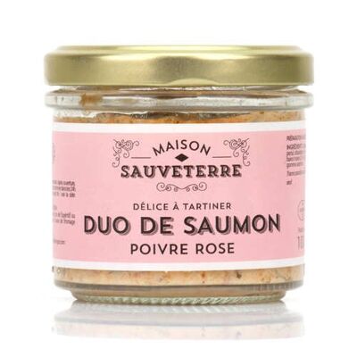 Dúo de crema para untar de salmón ahumado y pimienta rosa - tarro 100g